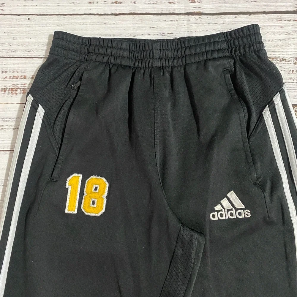 Adidas Black Athletic Track Jogger Pants Classic‎ 3-Stripes #18 Men's Size Small
